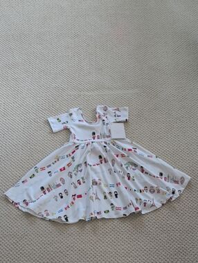 White International Flags Twirl Dress for Kids